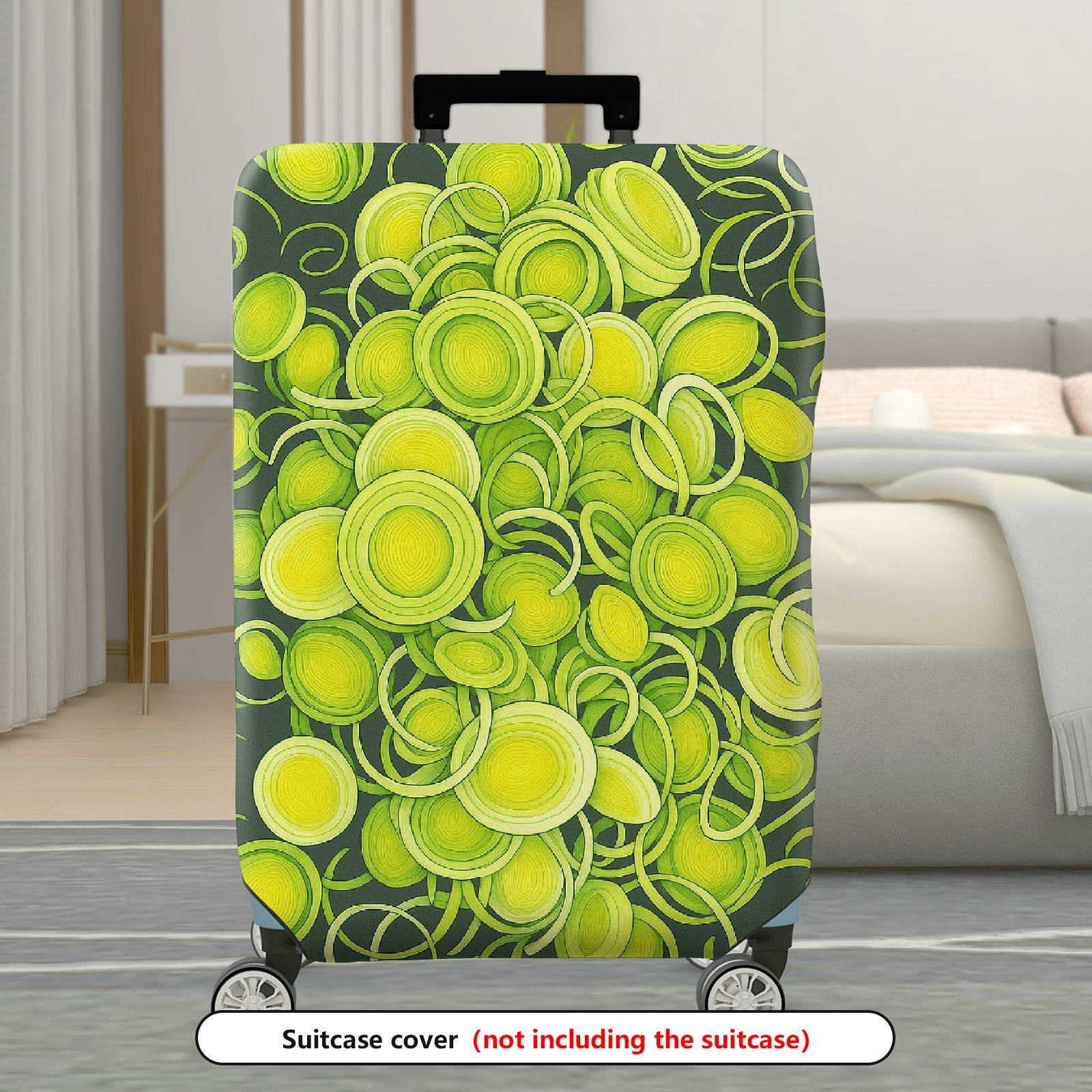 1-Piece Abstract Green Yellow Swirl Circular Artistic Vibrant  Suitcase Luggage Cover, Stretch Protective Sleeve
