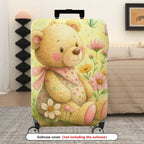1-Piece Bear Flower Bow Nature Pastoral  Suitcase Luggage Cover, Stretch Protective Sleeve