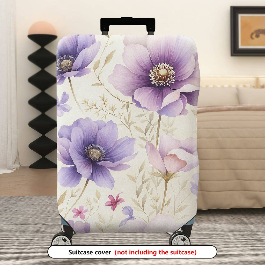 1-Piece Purple Floral Pattern  Stretch Luggage  Suitcase Luggage Cover, Stretch Protective Sleeve