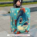 1-Piece Fish Polka Dots Cute Blue Red  Suitcase Luggage Cover, Stretch Protective Sleeve