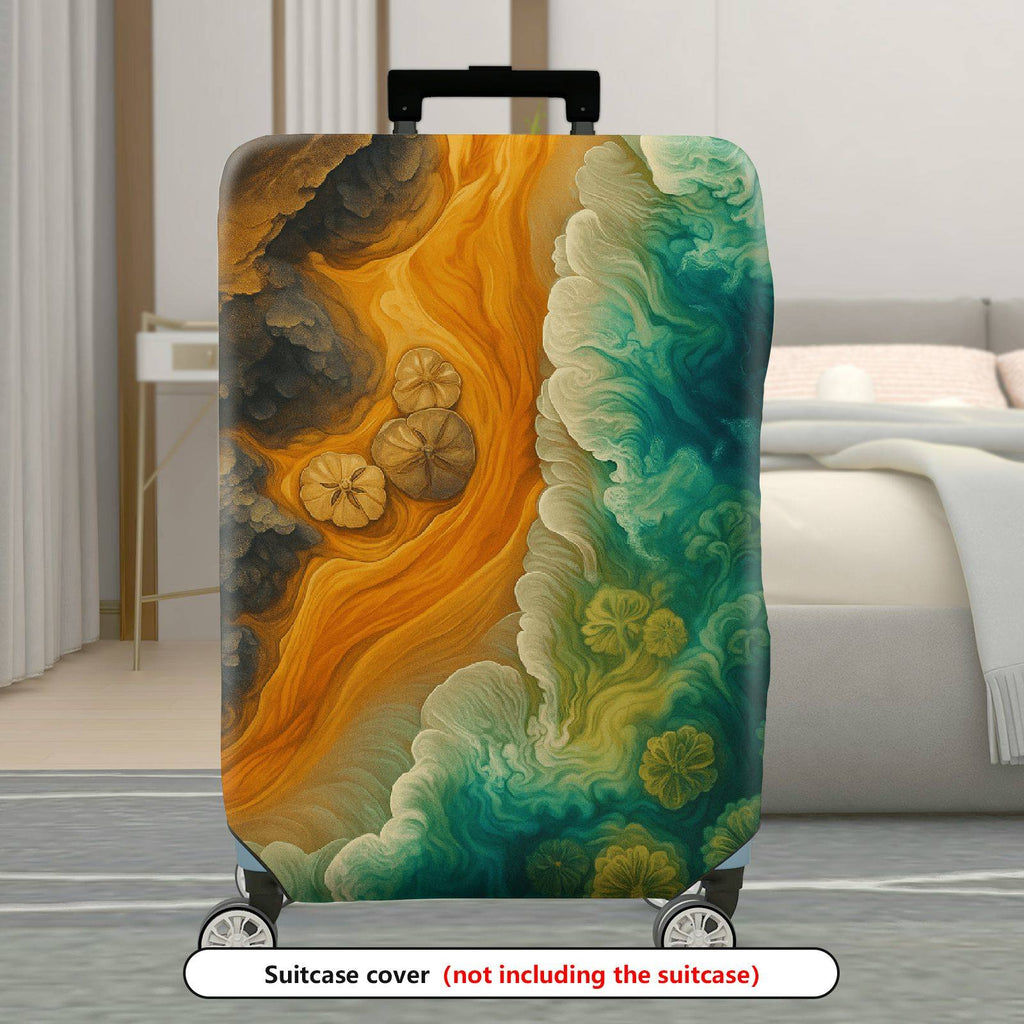 1-Piece Abstract Colorful Artistic Ocean Sand Floral Wave  Suitcase Luggage Cover, Stretch Protective Sleeve