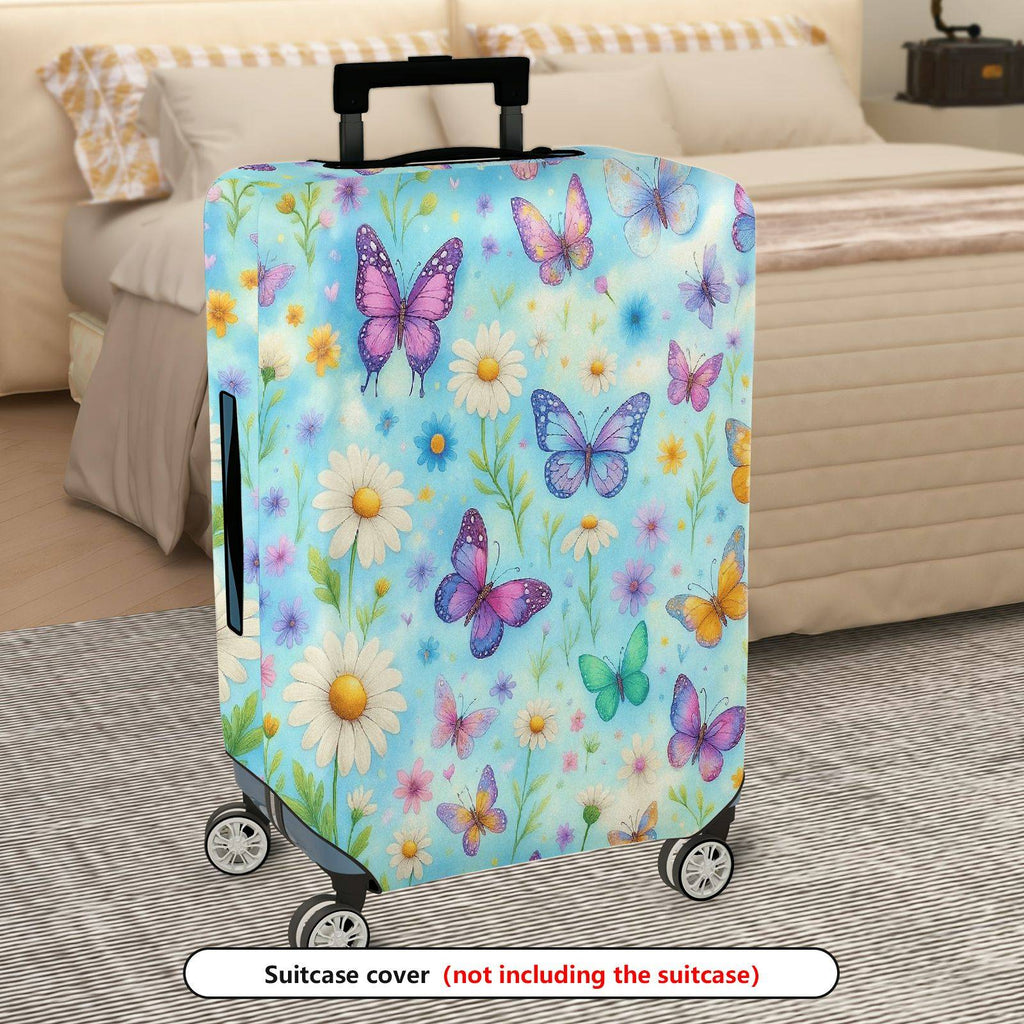 1-Piece Butterfly Flower Nature Dream Pastel  Suitcase Luggage Cover, Stretch Protective Sleeve