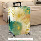1-Piece Floral Golden Artistic Colorful Abstract Nature  Suitcase Luggage Cover, Stretch Protective Sleeve
