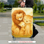 1-Piece Lion Family Animal Abstract Nature Art Pattern  Suitcase Luggage Cover, Stretch Protective Sleeve