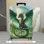 1-Piece Dragon Moon Fantasy Art Green Nature Travel  Suitcase Luggage Cover, Stretch Protective Sleeve