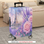1-Piece Eiffel Tower Rose Flower Paris Travel Europe  Suitcase Luggage Cover, Stretch Protective Sleeve