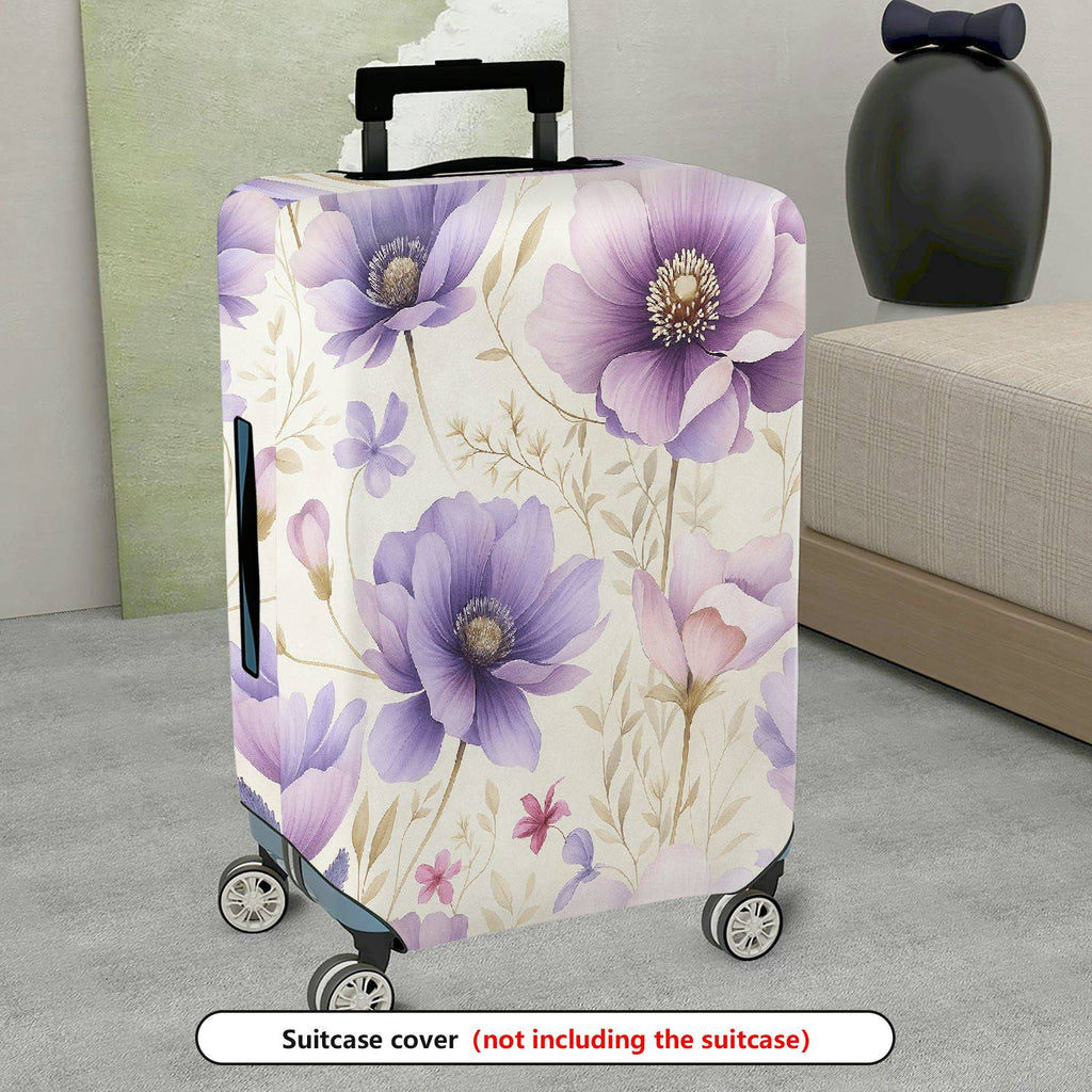 1-Piece Purple Floral Pattern  Stretch Luggage  Suitcase Luggage Cover, Stretch Protective Sleeve