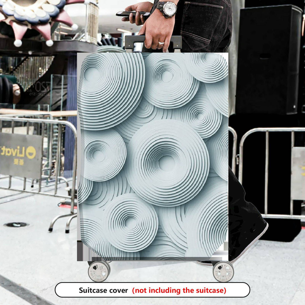 1-Piece Abstract Geometric 3D Pattern Light Grey Circles  Suitcase Luggage Cover, Stretch Protective Sleeve