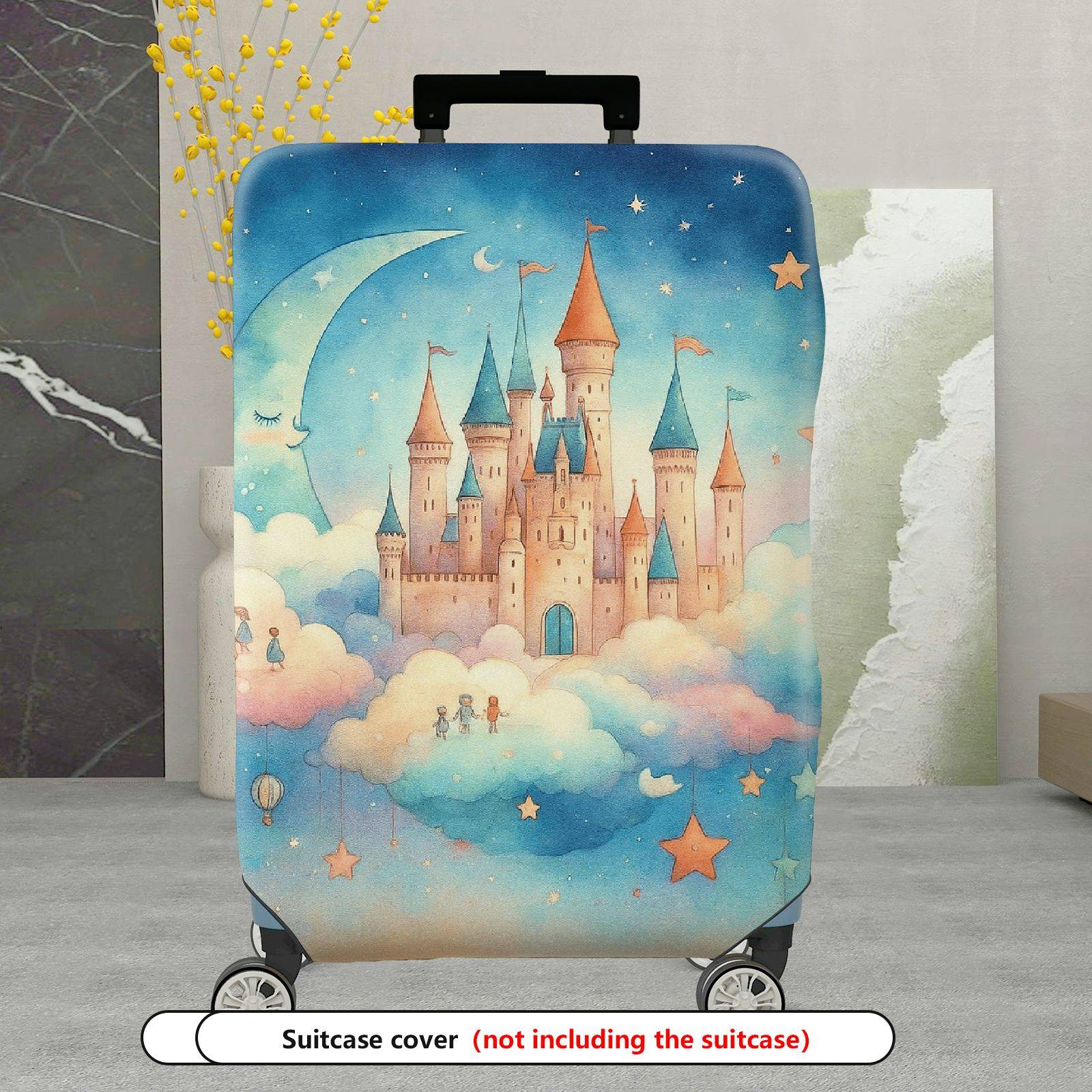 1-Piece Castle Moon Sky Star Cloud  Suitcase Luggage Cover, Stretch Protective Sleeve