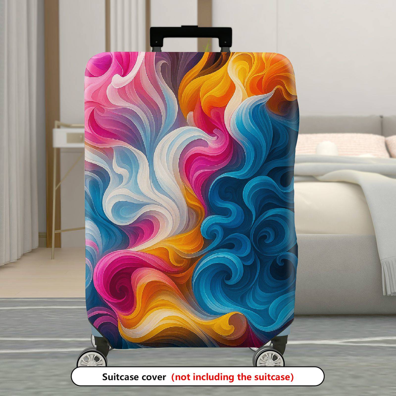 1-Piece Abstract Colorful Swirl Artistic Vibrant Dynamic  Suitcase Luggage Cover, Stretch Protective Sleeve