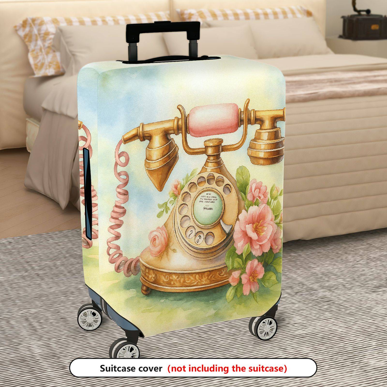 1-Piece Vintage Floral Retro Artistic Decorative  Suitcase Luggage Cover, Stretch Protective Sleeve
