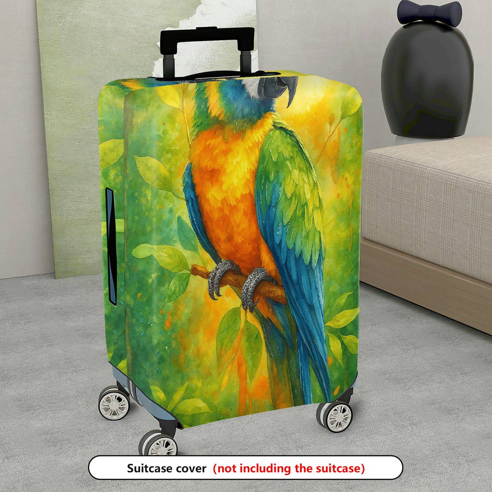 1-Piece Vibrant Parrot Nature Colorful Art Tropical Floral  Suitcase Luggage Cover, Stretch Protective Sleeve