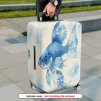 1-Piece Artistic Blue Fish Floral Nature Elegant  Suitcase Luggage Cover, Stretch Protective Sleeve