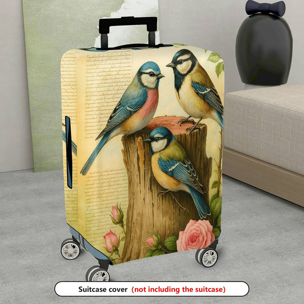 1-Piece Vintage Bird Tree Flower Pastoral  Suitcase Luggage Cover, Stretch Protective Sleeve