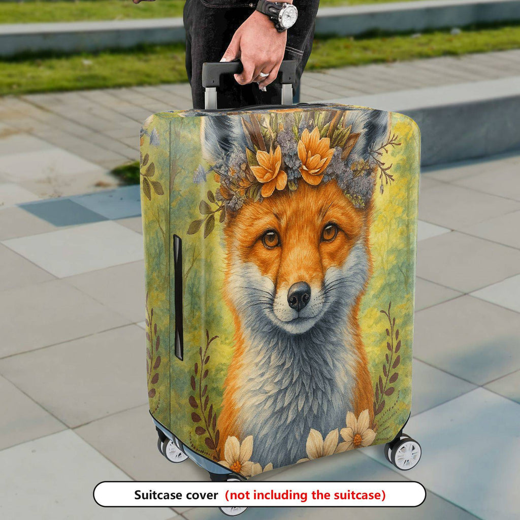 1-Piece Autumn Forest Floral Animal Nature Artistic  Suitcase Luggage Cover, Stretch Protective Sleeve