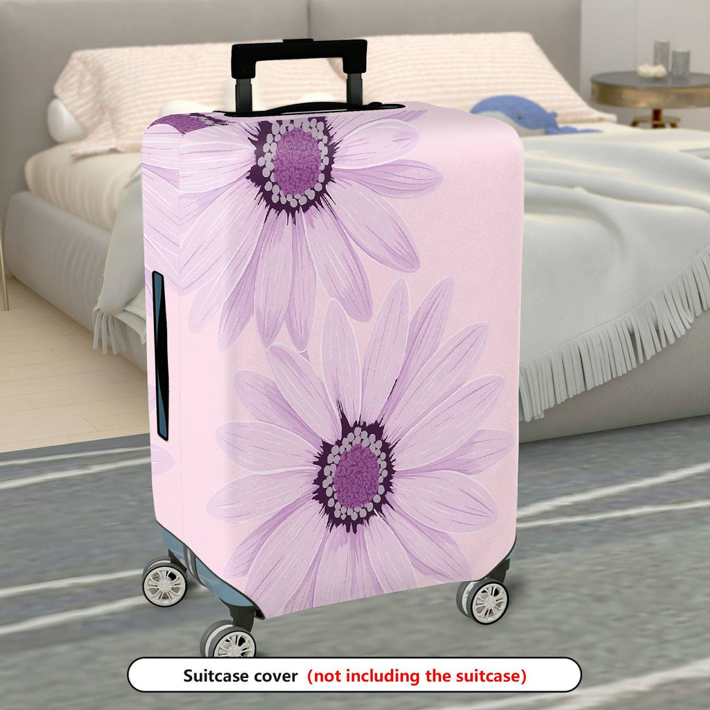 1-Piece Floral Purple Daisy Flower Pastel Decorative Stylish  Suitcase Luggage Cover, Stretch Protective Sleeve