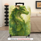 1-Piece Green Dragon Fantasy Forest Mystical Artistic  Suitcase Luggage Cover, Stretch Protective Sleeve
