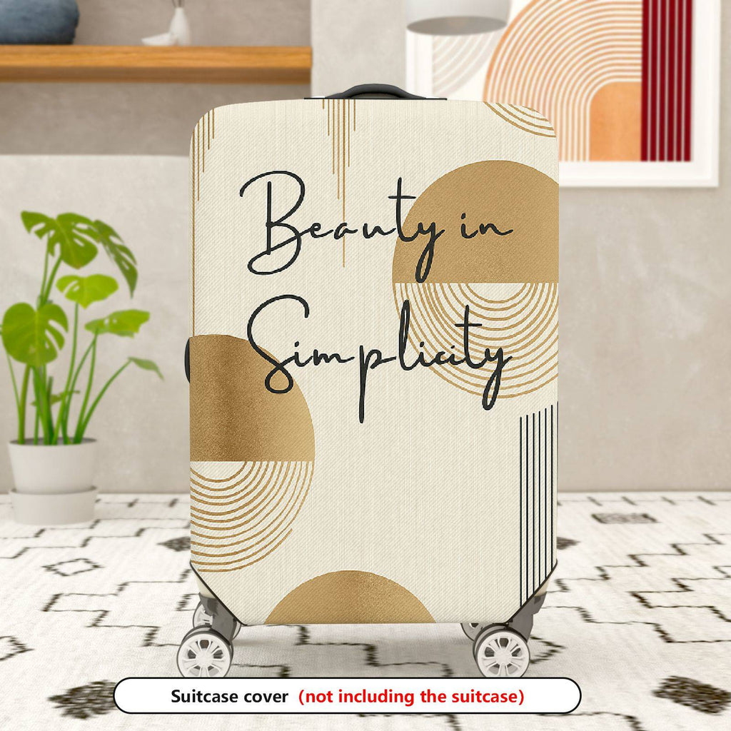 1-Piece Abstract Geometric Minimalist Beige Artistic Modern  Suitcase Luggage Cover, Stretch Protective Sleeve