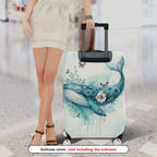 1-Piece Whale Butterfly Flower Watercolor Artistic Nautical  Suitcase Luggage Cover, Stretch Protective Sleeve