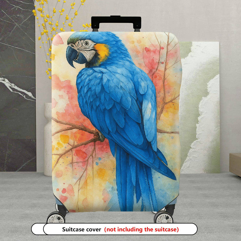 1-Piece Watercolor Parrot Blue Rainbow Nature Art  Suitcase Luggage Cover, Stretch Protective Sleeve