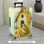 1-Piece Birdhouse Floral Vintage Artistic Nature Travel  Suitcase Luggage Cover, Stretch Protective Sleeve