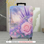 1-Piece Eiffel Tower Rose Flower Paris Travel Europe  Suitcase Luggage Cover, Stretch Protective Sleeve