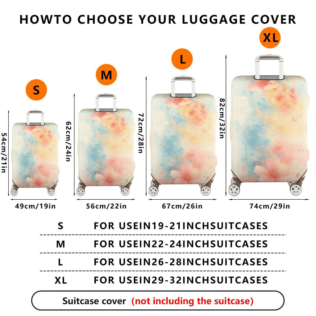 1-Piece Floral Abstract Watercolor Art Travel  Suitcase Luggage Cover, Stretch Protective Sleeve