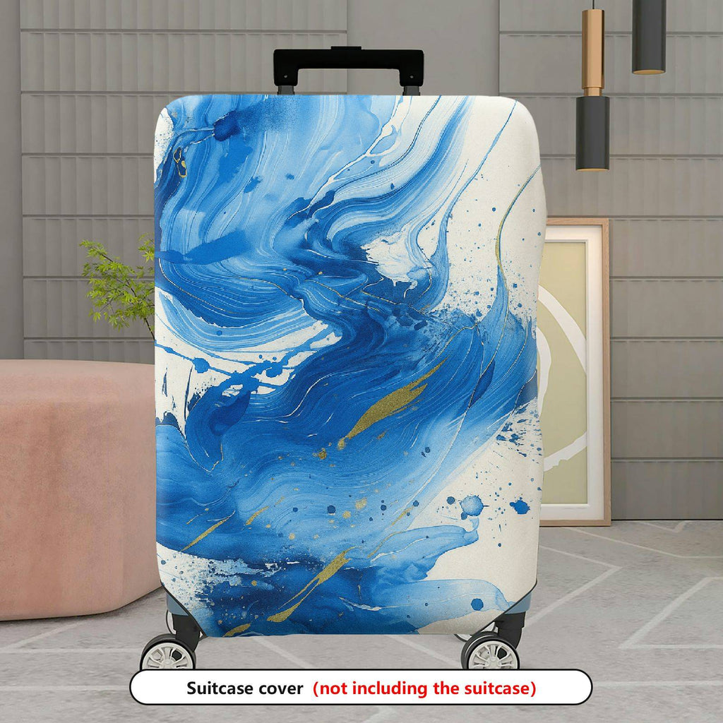 1-Piece Abstract Blue Artistic Swirl Paint Splash Luggage  Suitcase Luggage Cover, Stretch Protective Sleeve