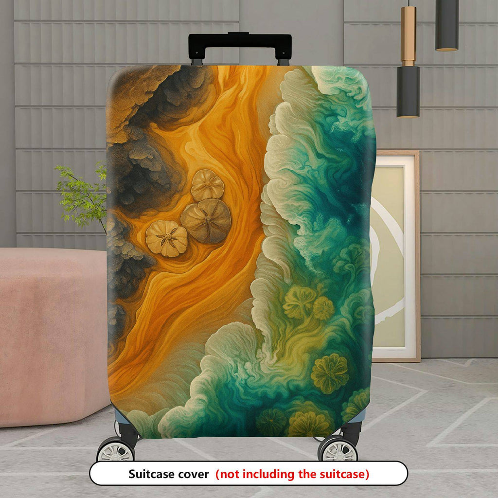 1-Piece Abstract Colorful Artistic Ocean Sand Floral Wave  Suitcase Luggage Cover, Stretch Protective Sleeve