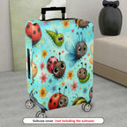 1-Piece Colorful Fun Bugs Ladybug Flowers Butterfly  Suitcase Luggage Cover, Stretch Protective Sleeve