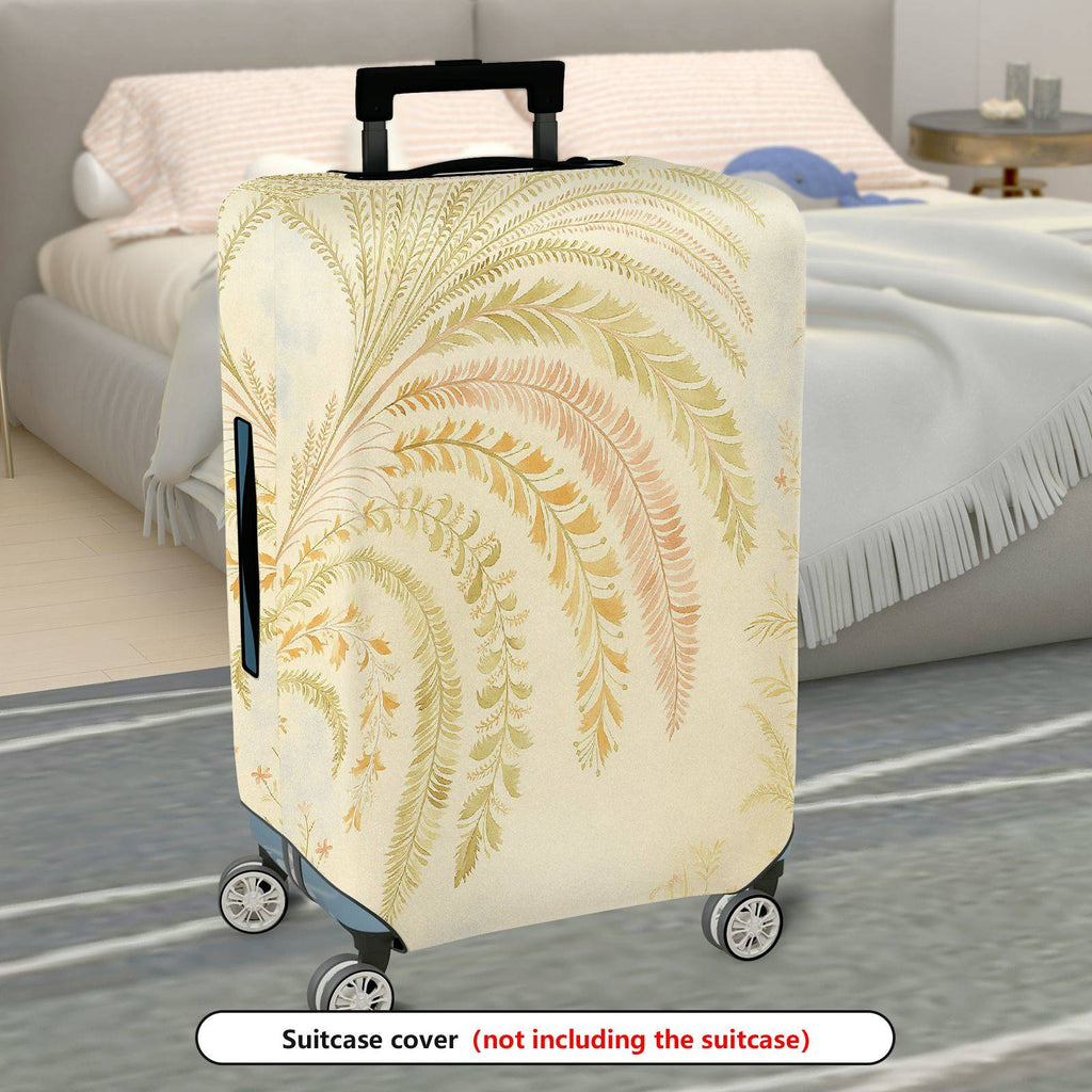 1-Piece Abstract Elegant Botanical Beige Floral  Suitcase Luggage Cover, Stretch Protective Sleeve