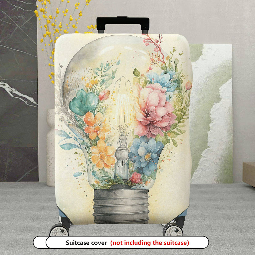 1-Piece Floral  Bulb Painting Artistic Abstract Watercolor  Suitcase Luggage Cover, Stretch Protective Sleeve