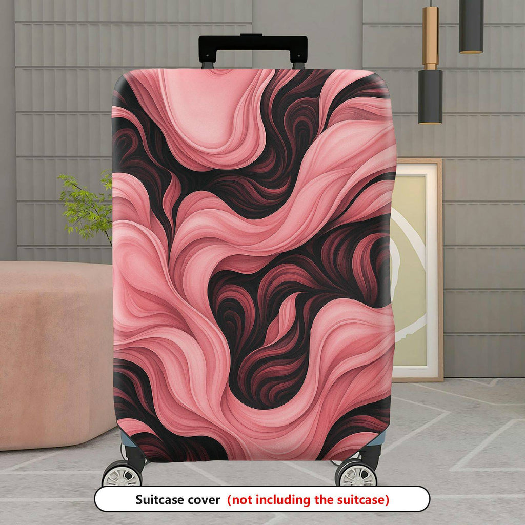 1-Piece Abstract Artistic Flowing Pink Black Swirl  Suitcase Luggage Cover, Stretch Protective Sleeve