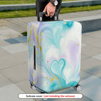 1-Piece Pastel Marble Watercolor Heart Golden Swirl  Suitcase Luggage Cover, Stretch Protective Sleeve