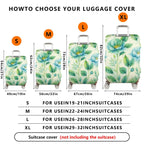 1-Piece Blue Floral Greenery Artistic Pastoral Nature Pattern  Suitcase Luggage Cover, Stretch Protective Sleeve