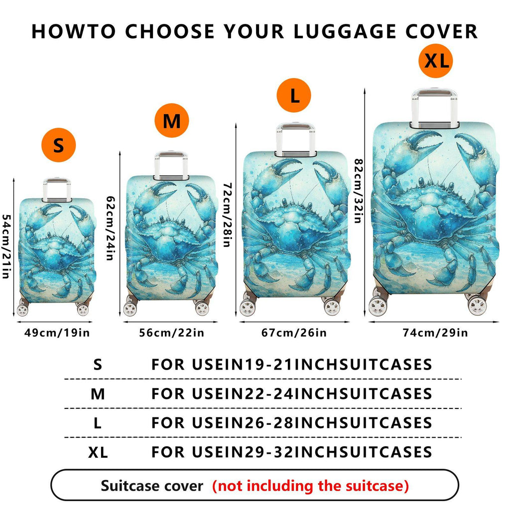 1-Piece Crab Ocean Artistic Graphic Stylish  Suitcase Luggage Cover, Stretch Protective Sleeve