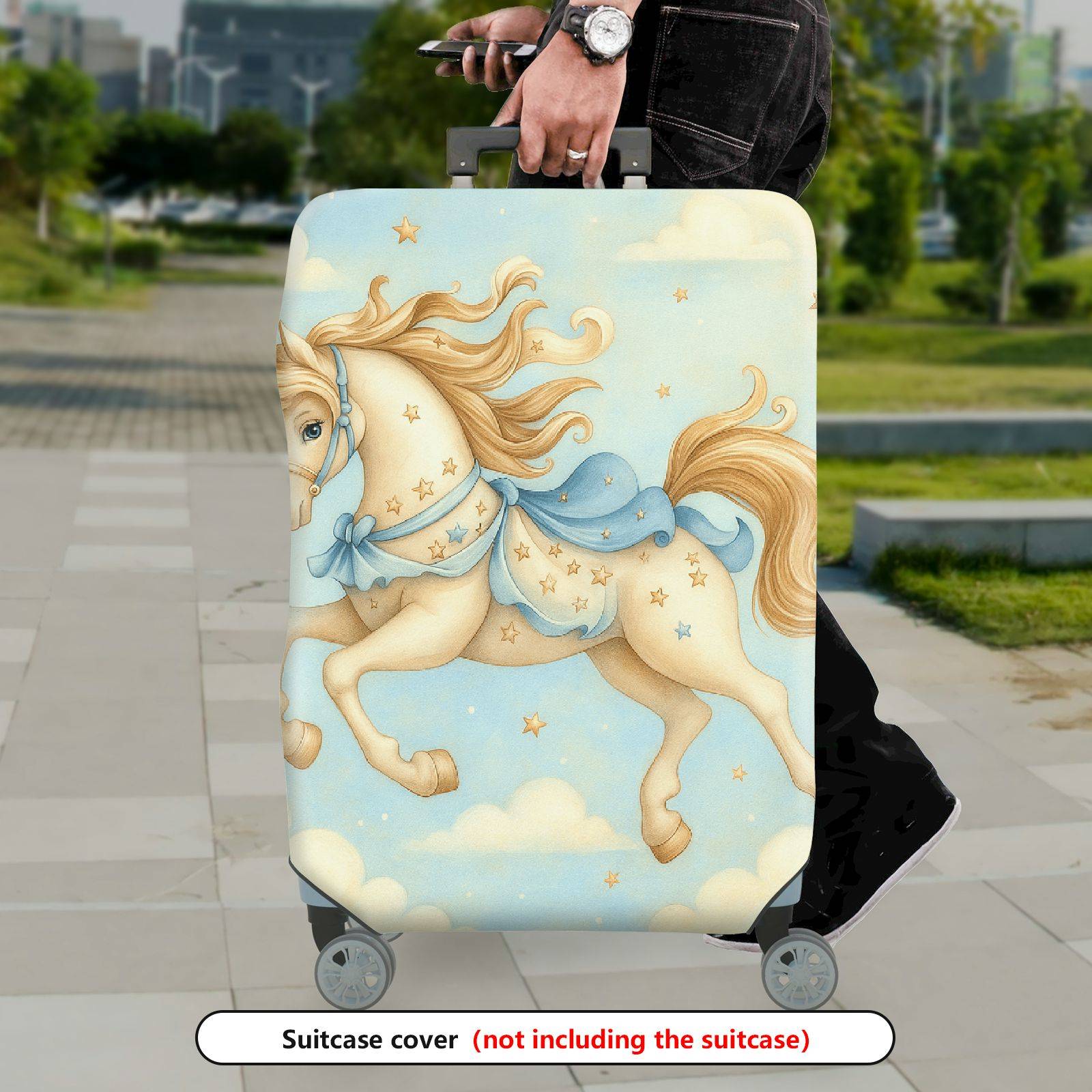 1-Piece Horse Star Cloud Pastoral Sky Fantasy  Suitcase Luggage Cover, Stretch Protective Sleeve