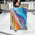 1-Piece Abstract Colorful Artistic Vibrant Fluid Marble  Suitcase Luggage Cover, Stretch Protective Sleeve