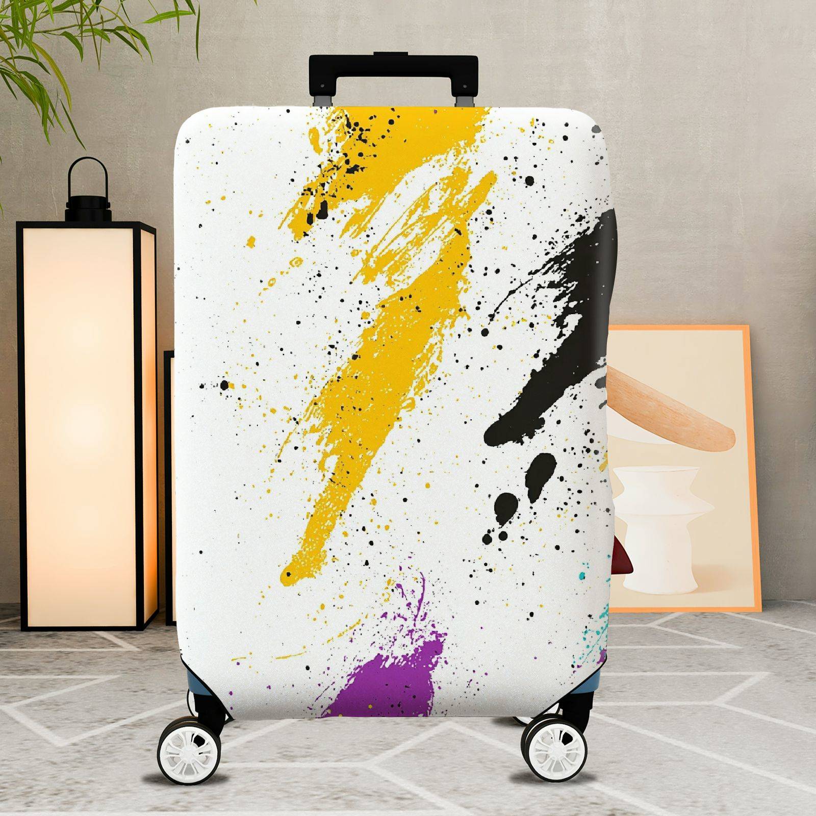 1-Piece Abstract Colorful Paint Splatter Artistic Graffiti Stylish  Suitcase Luggage Cover, Stretch Protective Sleeve