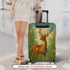 1-Piece Deer Flowers Forest Nature Scenic  Suitcase Luggage Cover, Stretch Protective Sleeve