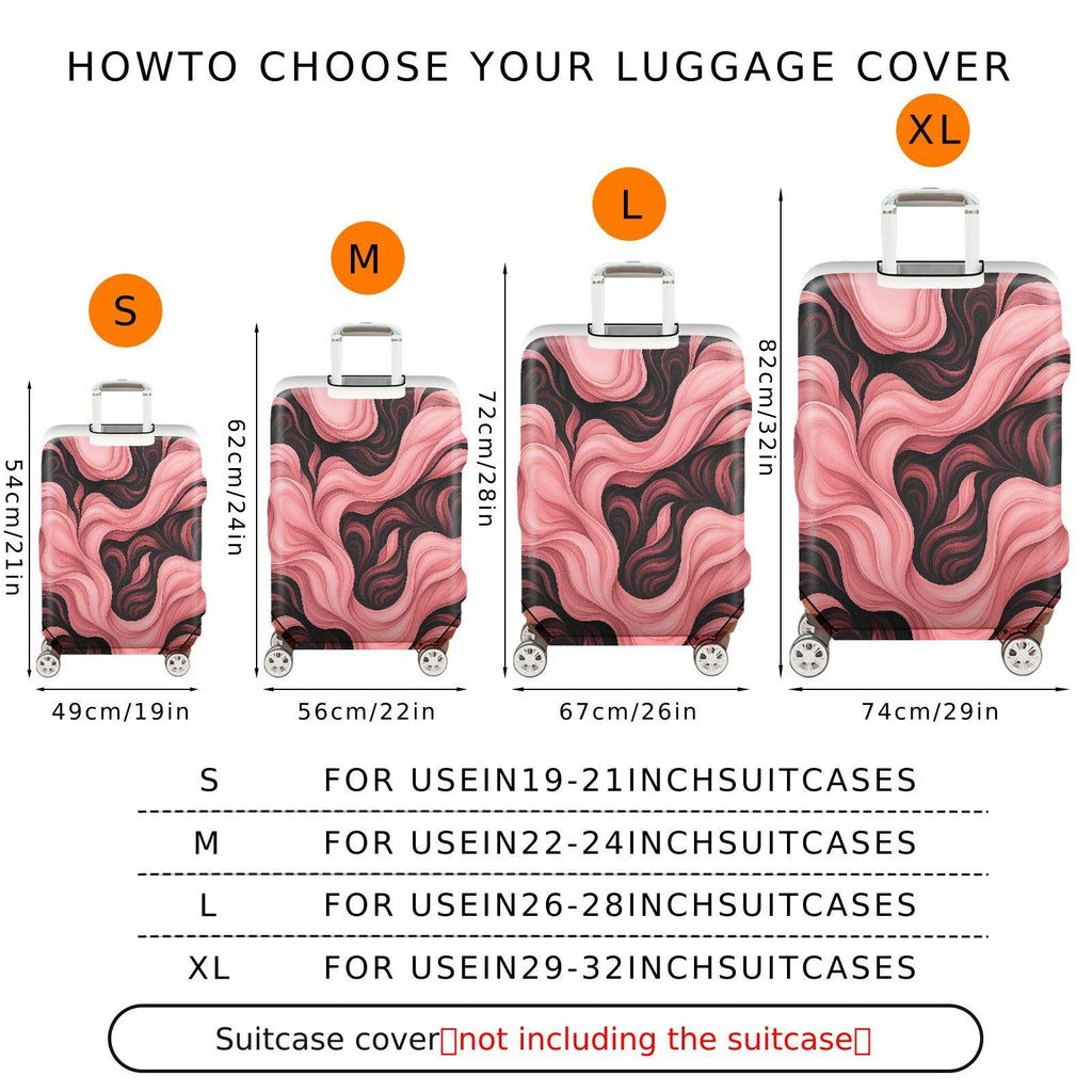 1-Piece Abstract Artistic Flowing Pink Black Swirl  Suitcase Luggage Cover, Stretch Protective Sleeve