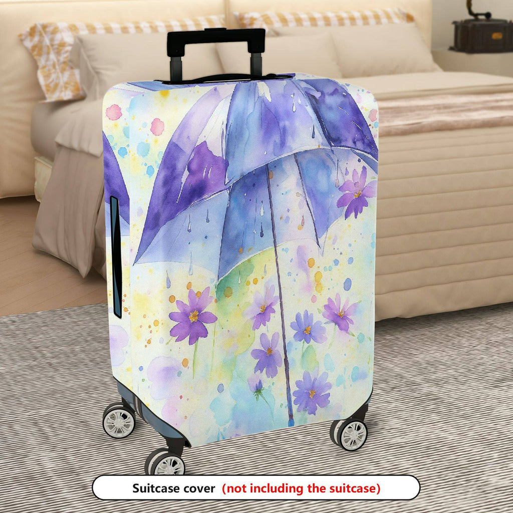 1-Piece Umbrella Floral Watercolor Abstract Colorful  Suitcase Luggage Cover, Stretch Protective Sleeve