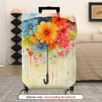 1-Piece Floral Umbrella Watercolor Art Colorful  Suitcase Luggage Cover, Stretch Protective Sleeve