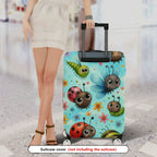 1-Piece Colorful Fun Bugs Ladybug Flowers Butterfly  Suitcase Luggage Cover, Stretch Protective Sleeve