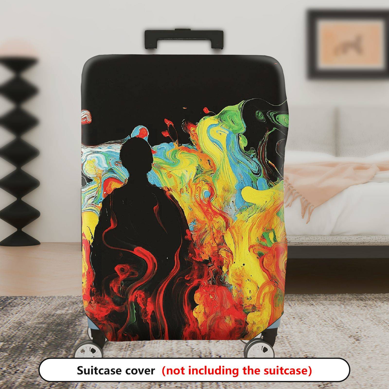 1-Piece Abstract Colorful Artistic Silhouette Creative Vivid  Suitcase Luggage Cover, Stretch Protective Sleeve