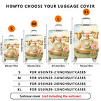 1-Piece Vintage Floral Retro Artistic Decorative  Suitcase Luggage Cover, Stretch Protective Sleeve