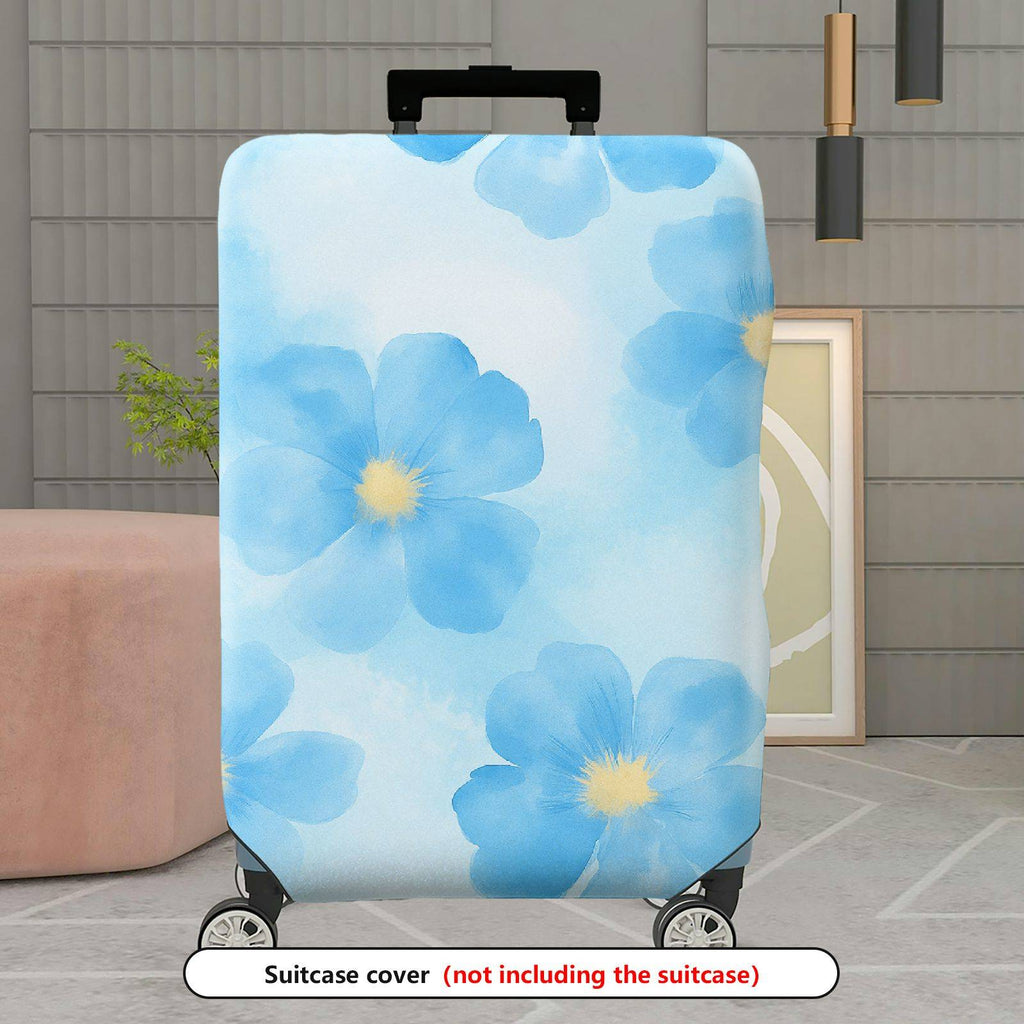 1-Piece Floral Blue Yellow Flower Abstract Art Travel  Suitcase Luggage Cover, Stretch Protective Sleeve