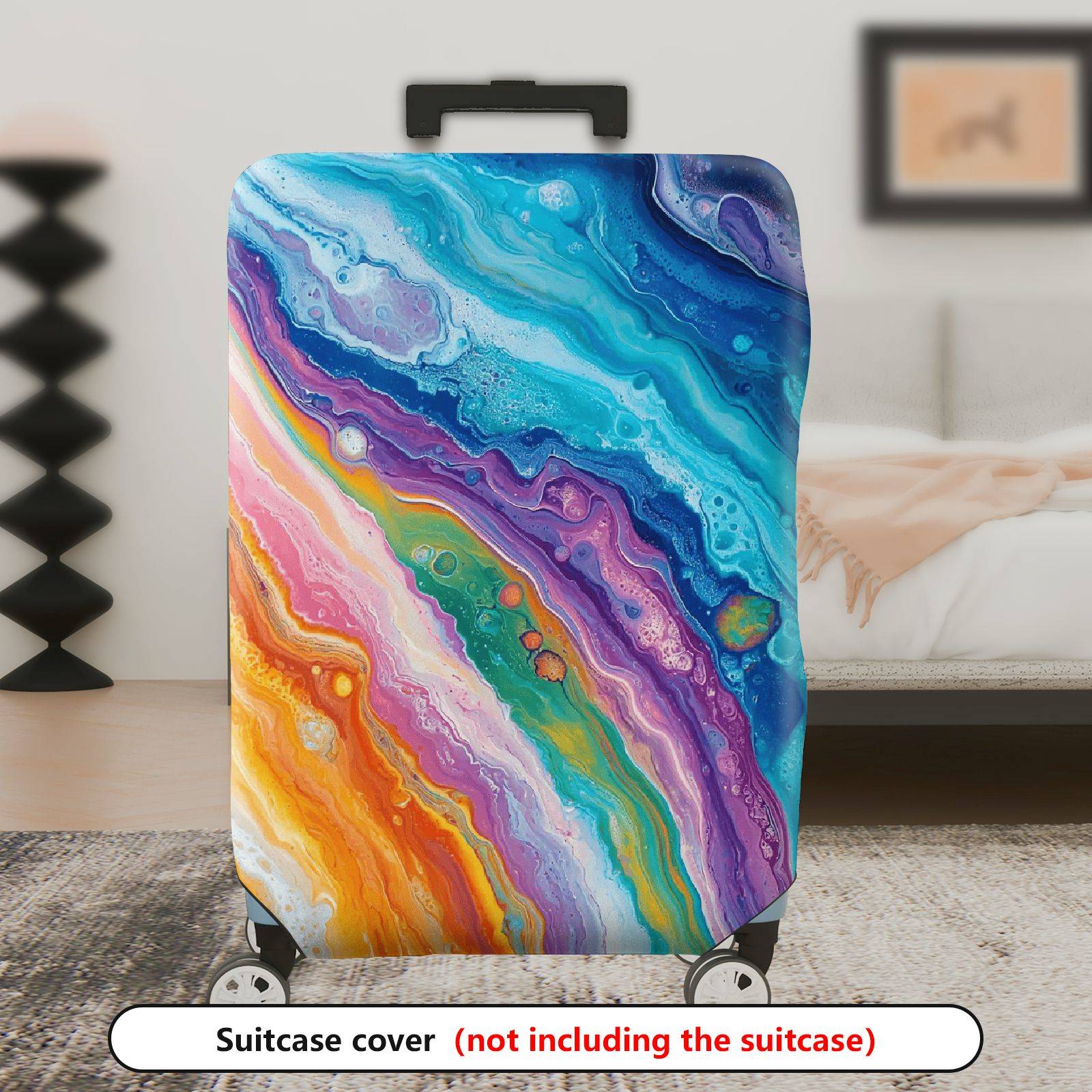 1-Piece Abstract Colorful Artistic Vibrant Fluid Marble  Suitcase Luggage Cover, Stretch Protective Sleeve