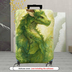 1-Piece Green Dragon Fantasy Forest Mystical Artistic  Suitcase Luggage Cover, Stretch Protective Sleeve