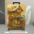 1-Piece Vintage Autumn Birdhouse Grapevine Leaves Artistic  Suitcase Luggage Cover, Stretch Protective Sleeve